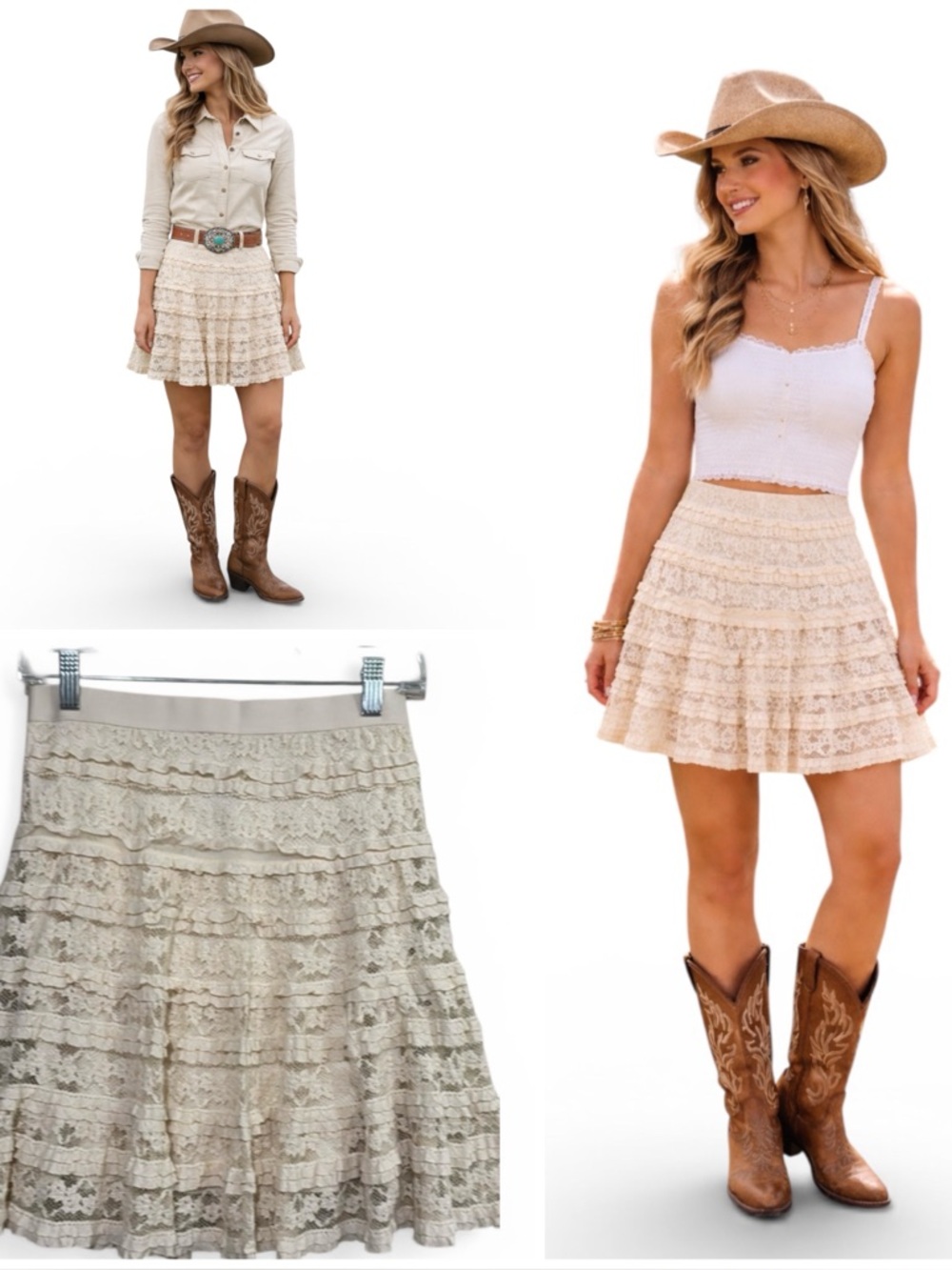 Max Studio Cream Lace Skirt Boho Western Boho Style 
Women's Size Small NWOT